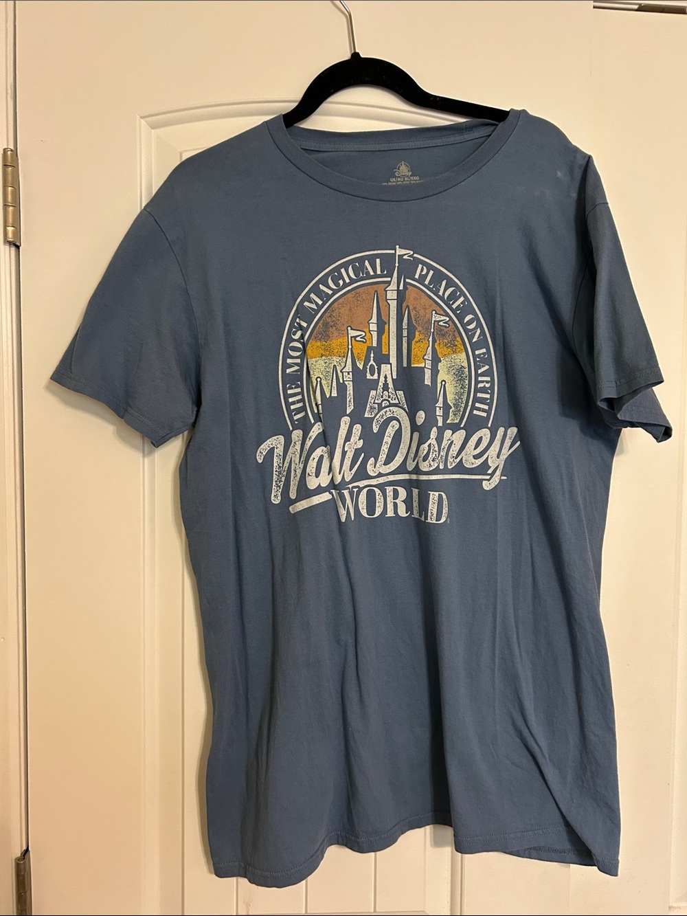 Disney Walt Disney World Blue Short Sleeve Tee with Sunset Graphic